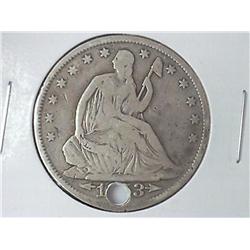 1853 SEATED LIBERTY HALF DOLLAR HOLED