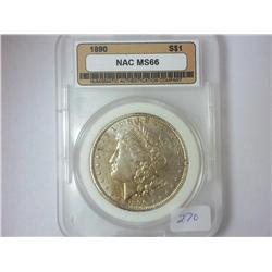 1890 MORGAN SILVER DOLLAR NAC MS66