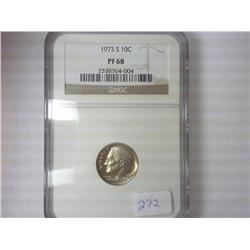 1973-S ROOSEVELT DIME NGC PF68