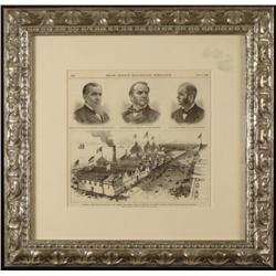 Antique Chicago Railroad Exposition Newspaper 1883 Frmd