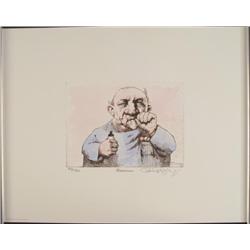 Charles Bragg Signed Hand Colored Etching Pediatrician