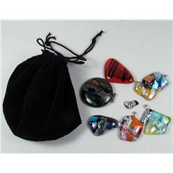 LOT OF 6 DICHROIC GLASS PENDANTS