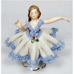 VINTAGE DRESDEN MINATURE FIGURINE - Approx. 3" tal