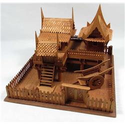 TEAK WOOD THAI HOUSE - Approx. 8" by 9" by 6"