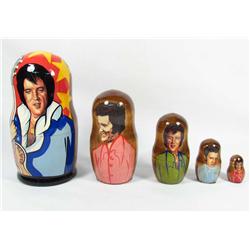 SET OF 5 RUSSIAN NESTING DOLLS - ELVIS - Young Elv
