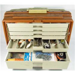 LARGE VINTAGE PLANO FISHING TACKLE BOX W/ CONTENTS