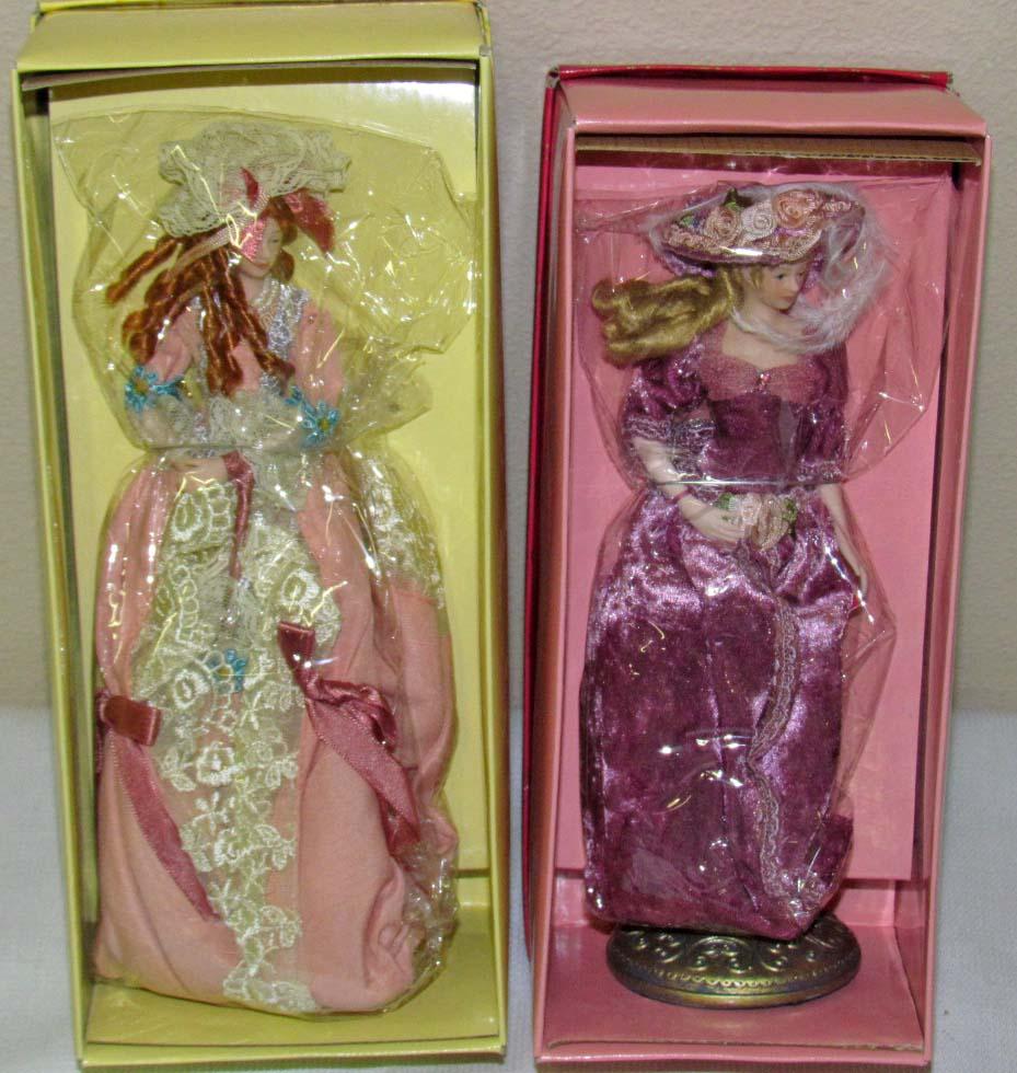 LOT OF 2 TASSEL DOLLS IN ORIG. BOXES Peach/Laven