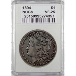 1894-P MORGAN SILVER DOLLAR - NCGS VF-25