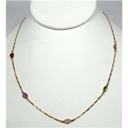 14K GOLD AND GEMSTONE LADIES NECKLACE - 4.0 GRAMS