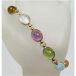 14K GOLD AND GEMSTONE LADIES BRACELET - 9.8 GRAMS