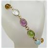 Image 1 : 14K GOLD AND GEMSTONE LADIES BRACELET - 9.8 GRAMS