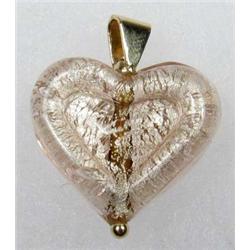 14K GOLD AND GLASS LADIES PENDANT - 5.3 GRAMS