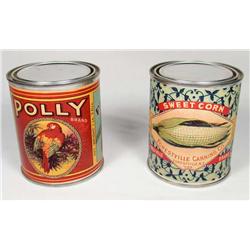LOT OF 2 EARLY STYLE VEGETABLE ADVERTISING CANS -