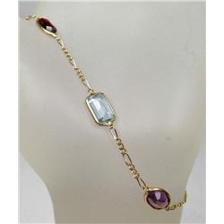 14K GOLD AND GEMSTONE LADIES BRACELET - 1.9 GRAMS