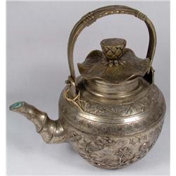 VINTAGE BRONZE CHINESE TEA POT W/ LID - Approx. 8"