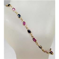14K GOLD AND GEMSTONE LADIES BRACELET - 3.0 GRAMS