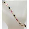 Image 1 : 14K GOLD AND GEMSTONE LADIES BRACELET - 3.0 GRAMS
