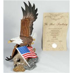 EAGLE AND FLAG STATUE - Approx. 12" tall.  Marked