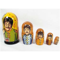 SET OF 5 RUSSIAN NESTING DOLLS - BEATLES - Guitar,