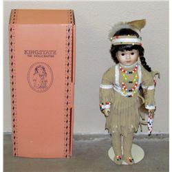 NATIVE AMERICAN INDIAN PORCELAIN DOLL IN ORIG. BOX