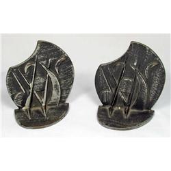 PAIR OF C. 1930'S METAL BOOKENDS