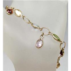 10K GOLD AND GEMSTONE LADIES BRACELET - 4.7 GRAMS