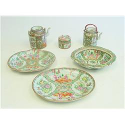 Lot of six Antique Rose Medallion pieces