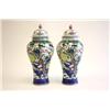Image 1 : Pair of colorful porcelain covered jars