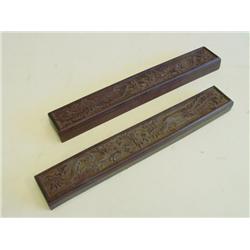 Carved wood paperweights