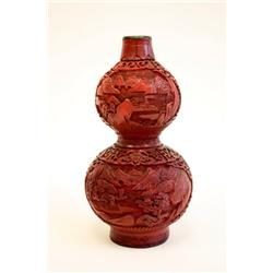 Qing Dynasty carved red lacquer vase