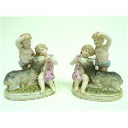 Pair porcelain groupings