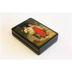 Antique Russian lacquered box artist signed