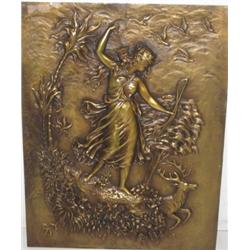 French bronze figural plaque signed C & B