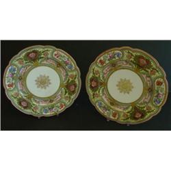 Pair antique jeweled Sevres cabinet plates