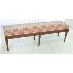 Louis XVI carved six legged walnut bench
