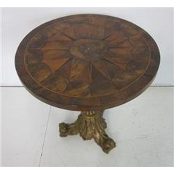 19th c. Continental carved & inlaid center table