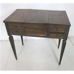 19th c. mahogany brass inlaid poudre