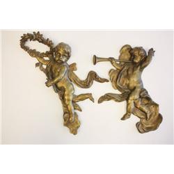 Pair 19th c. wall ornaments of "Cupids"