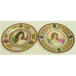 Pair Royal Vienna porcelain portrait plates
