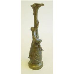 Figural Art Nouveau bronze vase