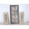 Image 1 : Three framed fabric fragments