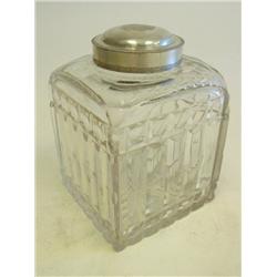 19th c. Russian silver & crystal tea caddy