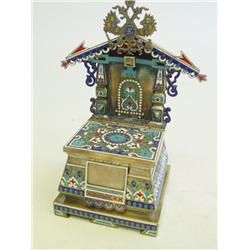 20th c. Russian silver & enamelled salt box
