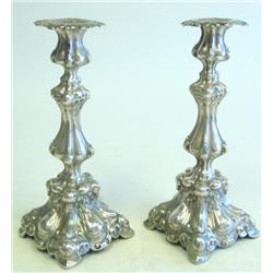 Pair 19th c. Polish silver candlesticks