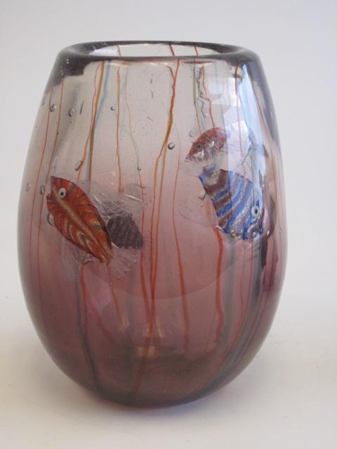 Murano Glass Cenedese Vase With Fish Design