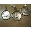 Image 1 : 3 Silver Walking Half Dollar Pendants, Carved by a Silversmith