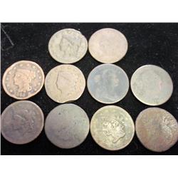 10 ASSORTED US LARGE CENTS VARIOUS PROBLEMS