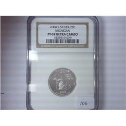 2004-S SILVER MICHIGAN QUARTER NGC PF69 ULTRA CAM