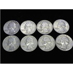 8 ASSORTED WASHINGTON SILVER QUARTERS