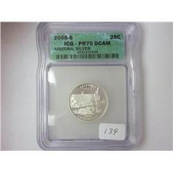 2008-S SILVER ARIZONA QUARTER ICG PR70 DCAM